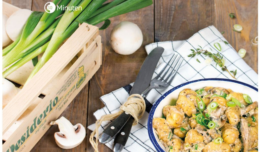 Gnocchis mit Sherry-Rahm-Champignons und TRY Rauchsalz